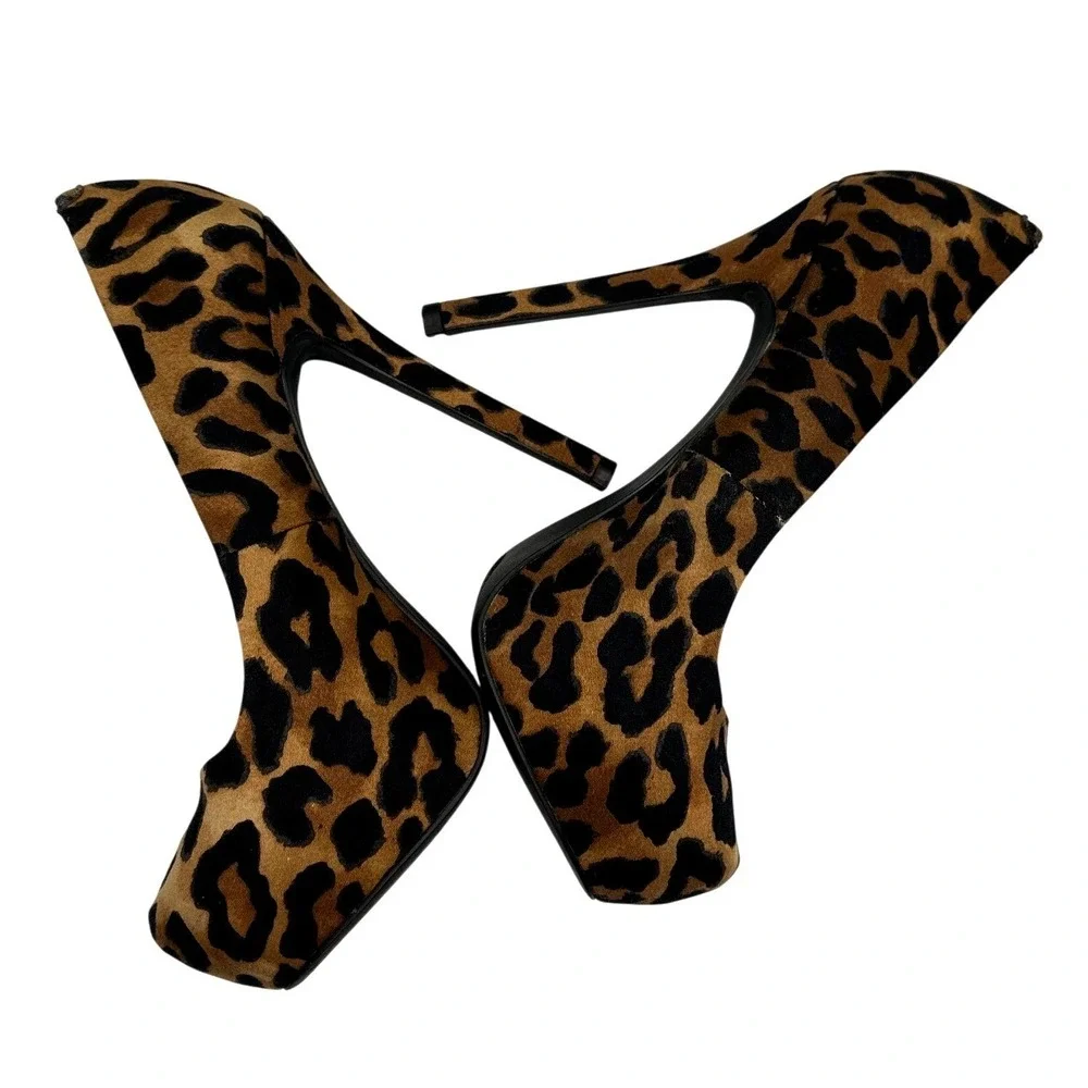 Steve Madden Nala Leopard Print‎ Stiletto Platform Pumps Heels Tan Brown Size 7